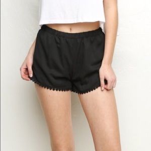 Brandy Melville Fabric Shorts Black Crochet Shorts